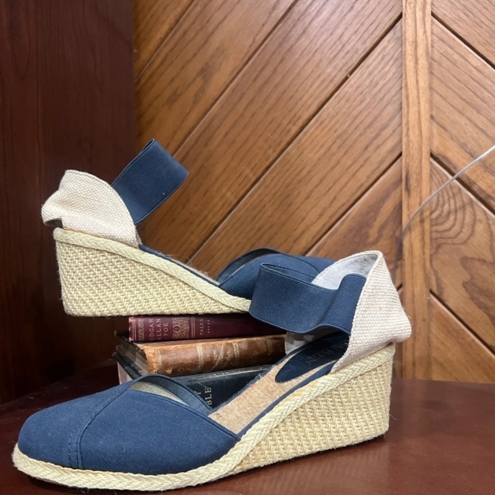 Polo Ralph Lauren Navy and Cream Espadrille Wedges